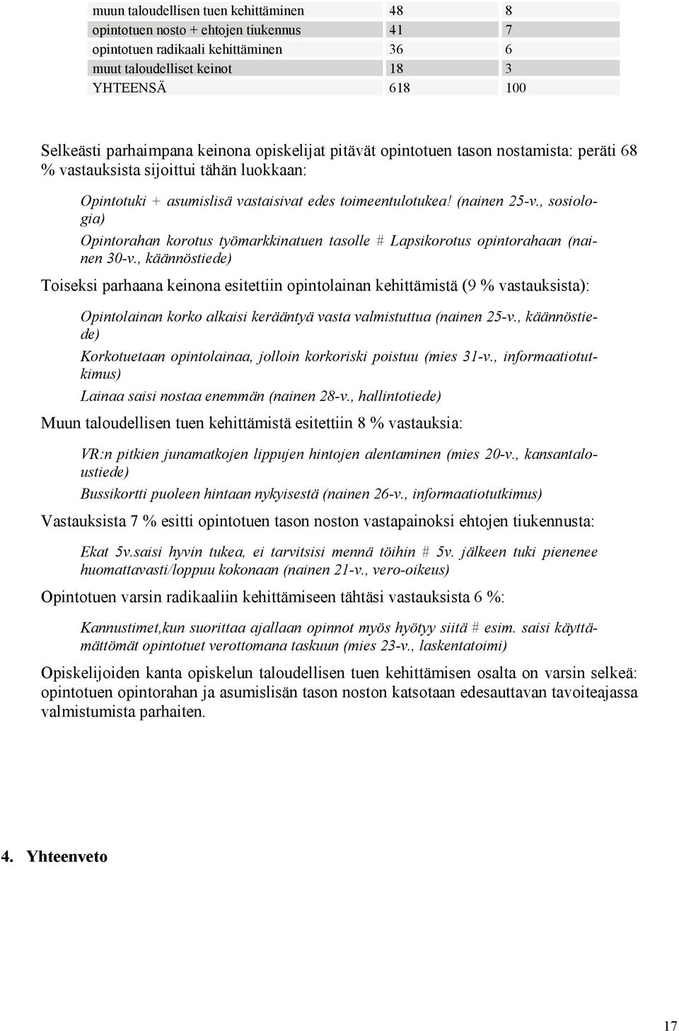 , sosiologia) Opintorahan korotus työmarkkinatuen tasolle # Lapsikorotus opintorahaan (nainen 30-v.