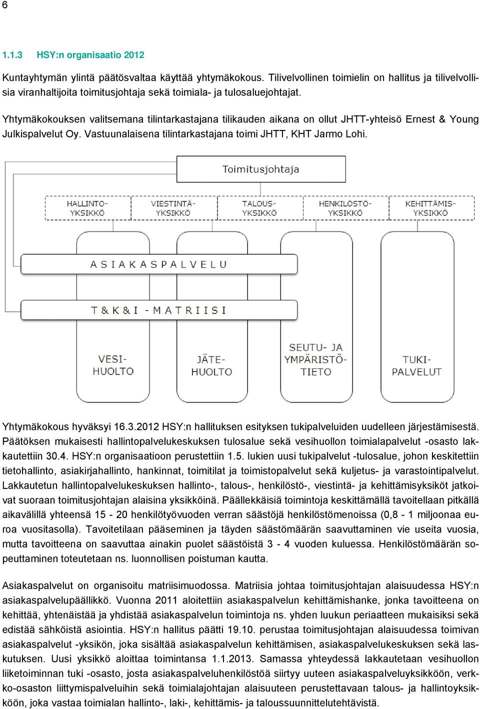 Yhtymäkokouksen valitsemana tilintarkastajana tilikauden aikana on ollut JHTT-yhteisö Ernest & Young Julkispalvelut Oy. Vastuunalaisena tilintarkastajana toimi JHTT, KHT Jarmo Lohi.