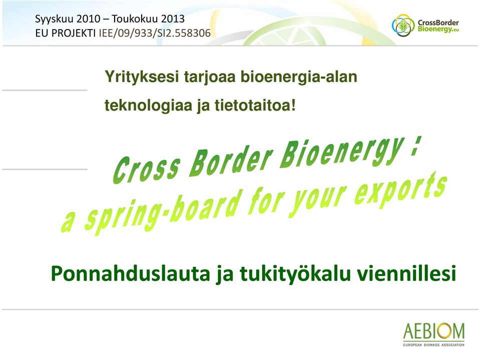 558306 Yrityksesi tarjoaa bioenergia-alan