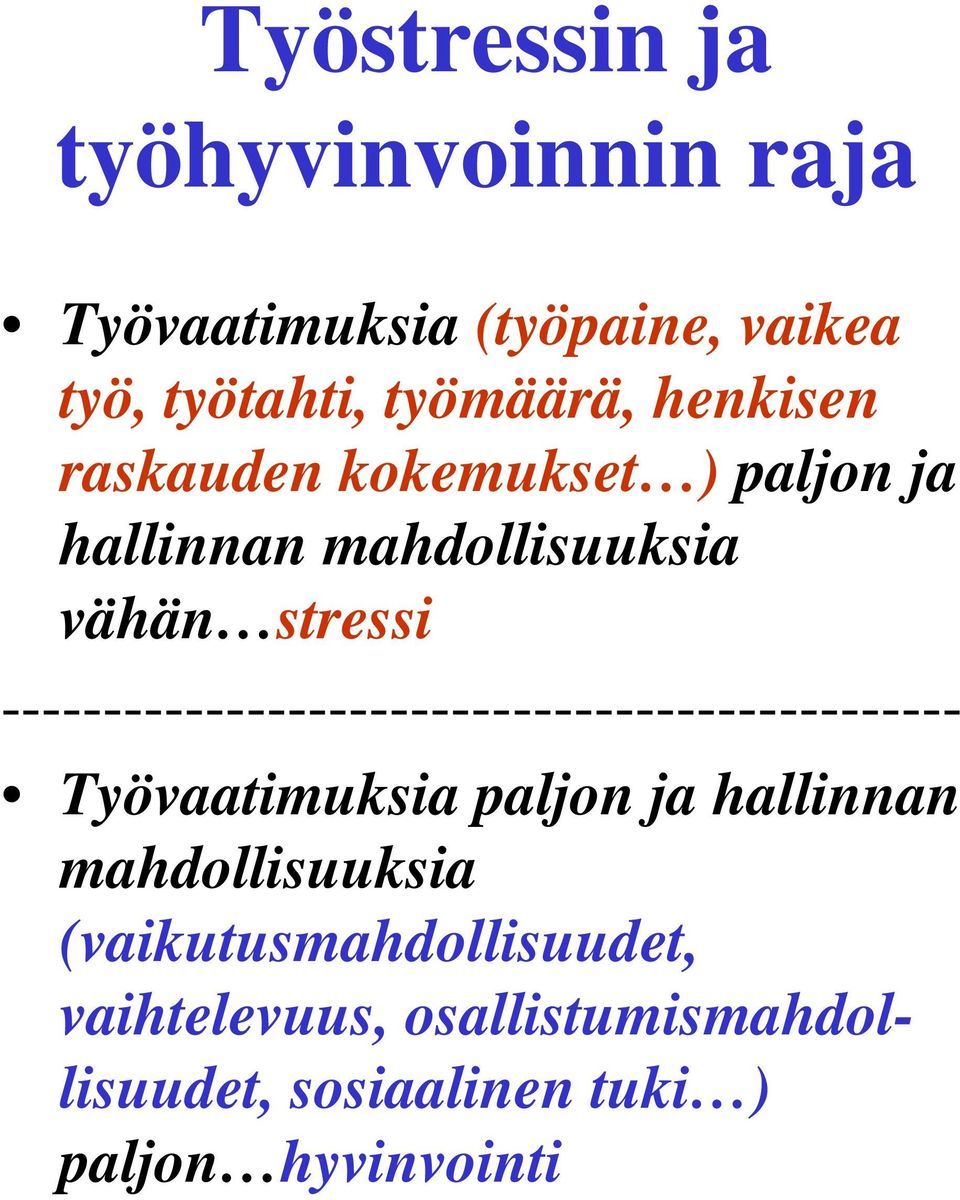 ----------------------------------------------- Työvaatimuksia paljon ja hallinnan