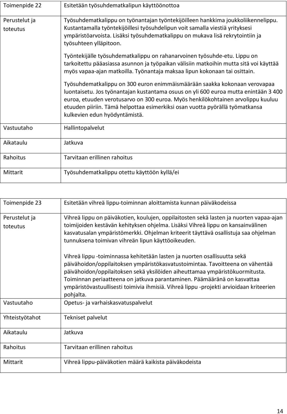 Työntekijälle työsuhdematkalippu on rahanarvoinen työsuhde-etu. Lippu on tarkoitettu pääasiassa asunnon ja työpaikan välisiin matkoihin mutta sitä voi käyttää myös vapaa-ajan matkoilla.