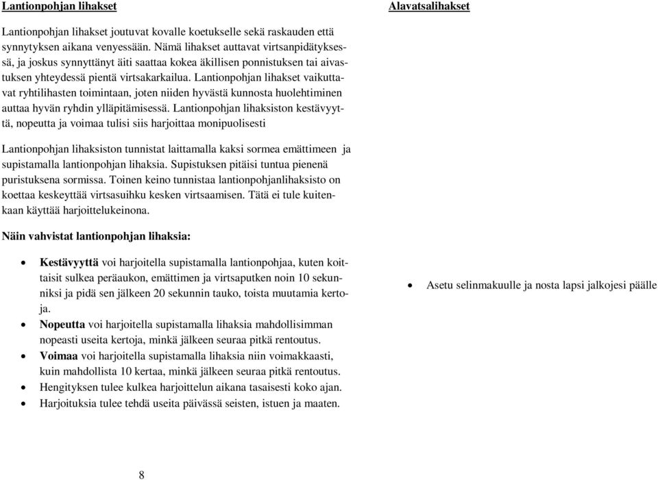 Lantionpohjan lihakset vaikuttavat ryhtilihasten toimintaan, joten niiden hyvästä kunnosta huolehtiminen auttaa hyvän ryhdin ylläpitämisessä.