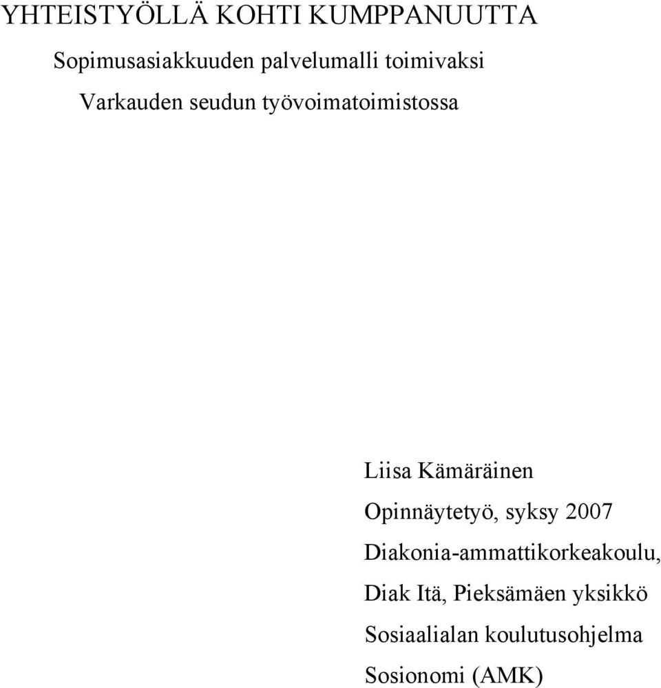 Kämäräinen Opinnäytetyö, syksy 2007