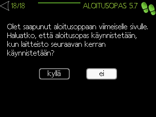 Tässä valikossa määritettään ilmoittaako järjestelmä vikaantumisestaan. Käytettävissä oleva keino on se, että vian sattuessa automatiikka laskee huonelämpötilaa.