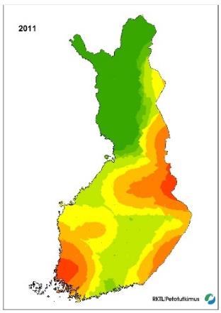 Kuva 6. Suden esiintyminen eri puolella Suomea vuosina 2007 2013 (http://www.rktl.fi/riista/suurpedot/susi/).