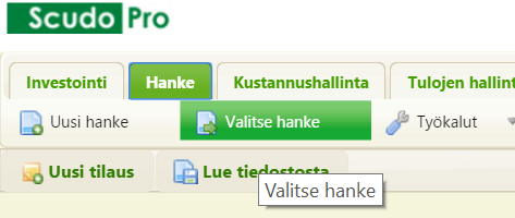 Scudo Pro Hankkeen perustietojen hallinta SYK Oy:n osalta ei ole tarvetta perustaa uusia hankkeita Scudo Pro:ssa, koska hankkeet syntyvät automaattisen tiedonsiirron kautta pohjatuen GM:stä tulevaan