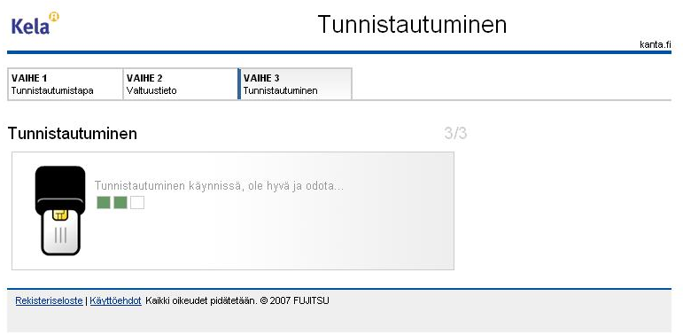 Tunnistautumisen onnistumisesta tai sen epäonnistumisesta ilmoitetaan seuraavilla käyttäjäilmoituksilla: 4. NÄYTÖN RAKENNE JA TOIMINNALLISUUS Sisäänkirjautumisen jälkeen käyttäjälle avautuu n etusivu.