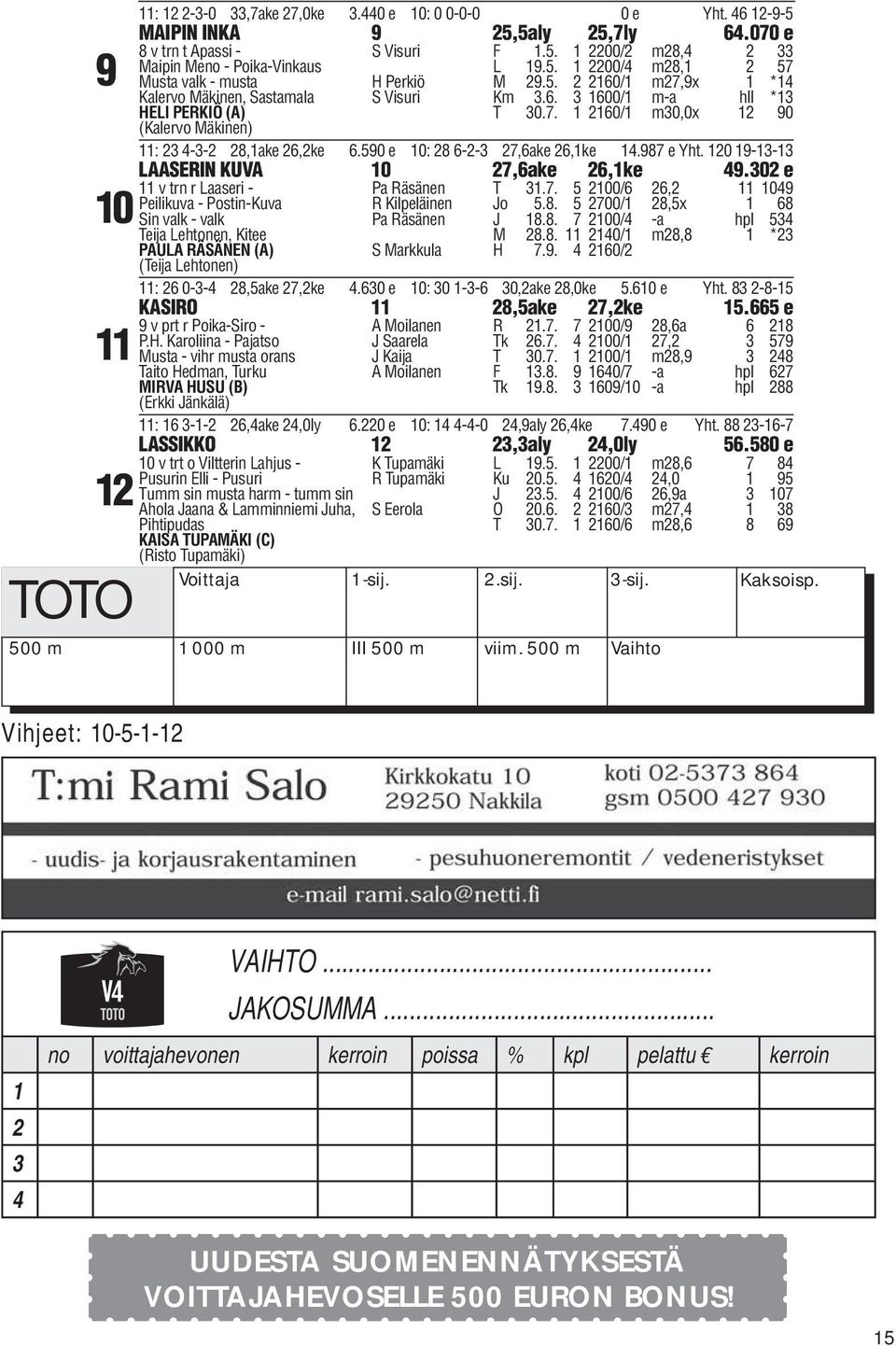 590 e 10: 28 6-2-3 27,6ake 26,1ke 14.987 e Yht. 120 19-13-13 LAASERIN KUVA 10 27,6ake 26,1ke 49.302 e 11 v trn r Laaseri - Pa Räsänen T 31.7. 5 2100/6 26,2 11 1049 Peilikuva - Postin-Kuva R Kilpeläinen Jo 5.