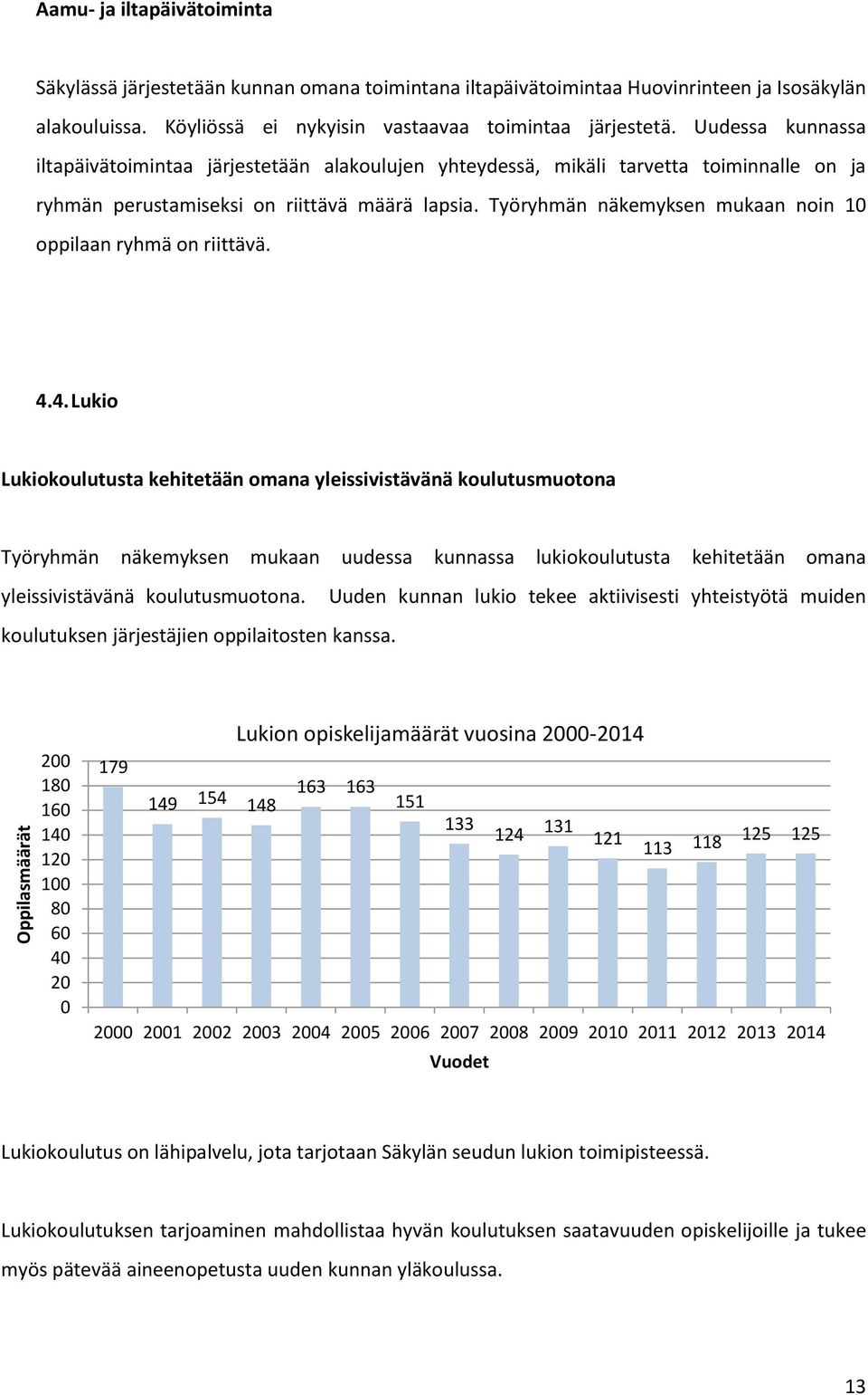 Uudessa kunnassa iltapäivätoimintaa järjestetään alakoulujen yhteydessä, mikäli tarvetta toiminnalle on ja ryhmän perustamiseksi on riittävä määrä lapsia.