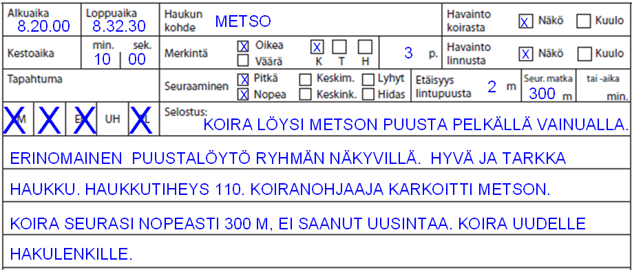 16.4.2013 3/16 Alkuaika - tapahtuman alkuaika esim. 8.20.00 Loppuaika - tapahtuman loppuaika esim. 8.32.30 Haukun kohde - jokin elävä kohde, esim. Metso Kestoaika min. sek.