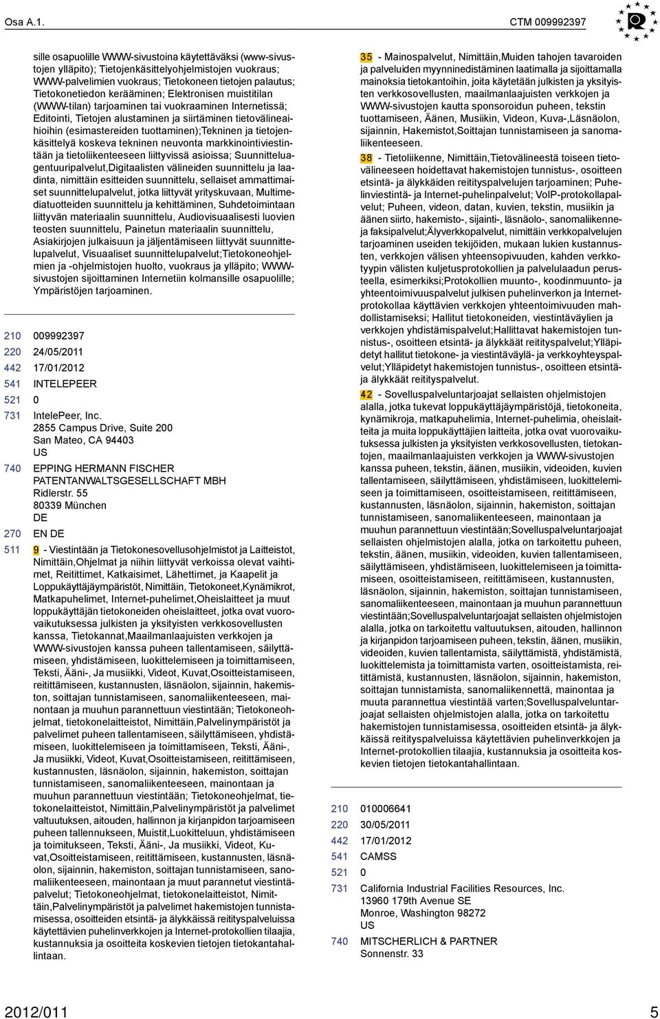 kerääminen; Elektronisen muistitilan (WWW-tilan) tarjoaminen tai vuokraaminen Internetissä; Editointi, Tietojen alustaminen ja siirtäminen tietovälineaihioihin (esimastereiden tuottaminen);tekninen