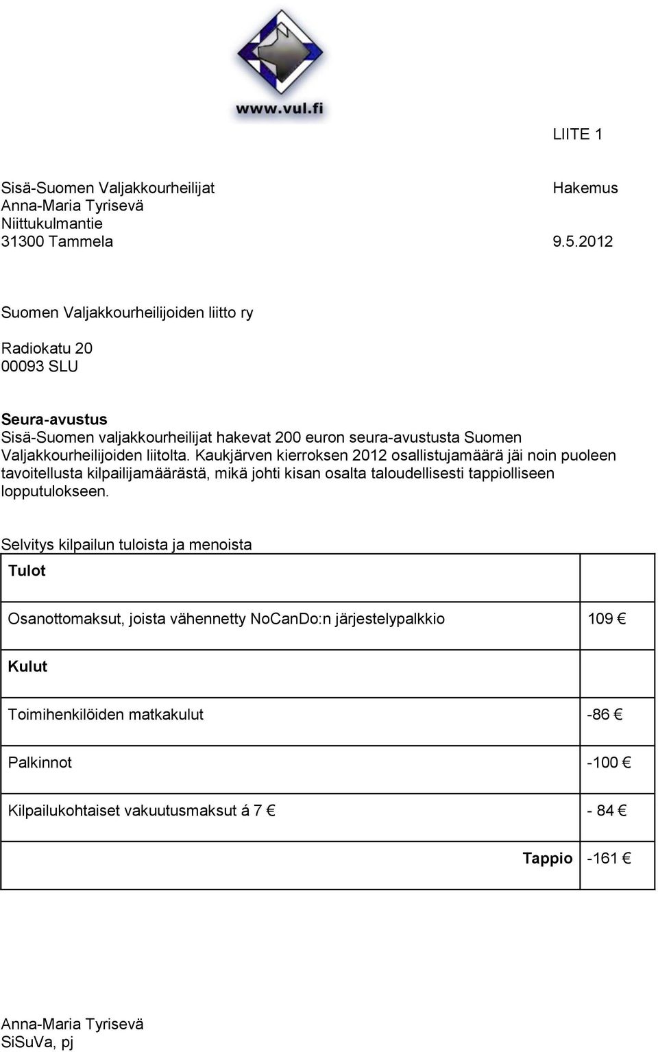 liitolta. Kaukjärven kierroksen 2012 osallistujamäärä jäi noin puoleen tavoitellusta kilpailijamäärästä, mikä johti kisan osalta taloudellisesti tappiolliseen lopputulokseen.