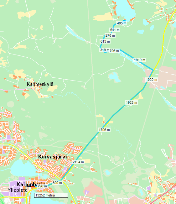Sivu 101 Hämeenjärven lähimmät palvelut Alakylän koulua lukuun ottamatta sijaitsevat Kiimingin keskustassa, minne Hiljaisuuden keskukselta on uutta tietä n. 17 km ja vanhaa tietä n. 15,5 km.