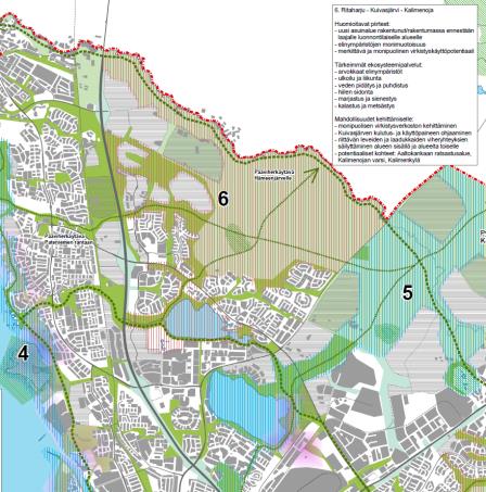 Sivu 36 Vasemmalla ote VILMO tavoitesuunnitelman suosituskartasta 1:80 000.