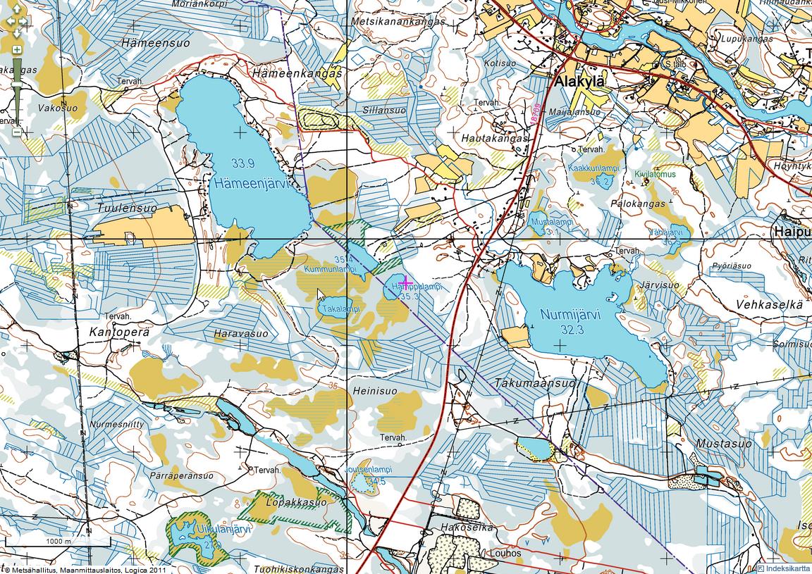 Alue sijaitsee Hämeenjärven lounaispuolella lähellä entistä Kiimingin rajaa. Yleiskaavallisen selvityksen tarkastelualue käsittää Hämeenjärven ranta-alueet ja tievaihtoehtojen ympäristön.