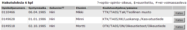 OPISKELIJAN TIETOJEN SELAAMINEN Opettajalla on mahdollisuus selata opiskelijan perustietoja Muut toiminnot alta löytyvän Opiskelijat sivun kautta.