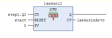 Laskurit Kolme erilaista laskuria CTU: Counter up Ylöspäin laskeva laskuri CTD: