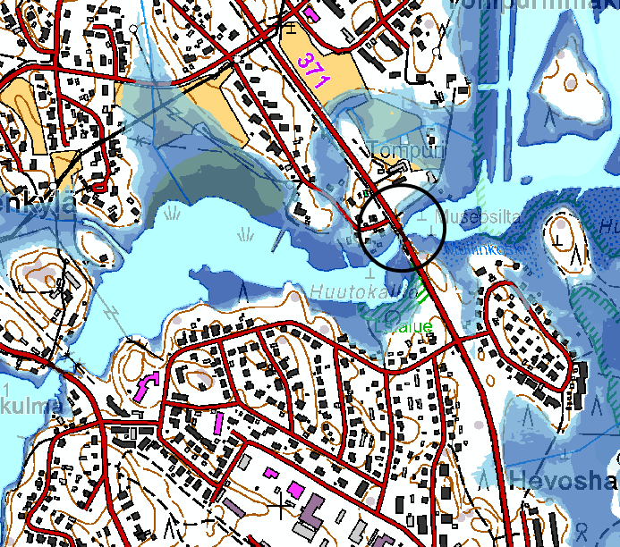 ELY-keskus, SYKE, Maanmittauslaitos, lupa nro 7/MML/12 Kuva 10.4. Kirkkojärven meritulvan virtauksen estävän rakenteen sijainti 10.