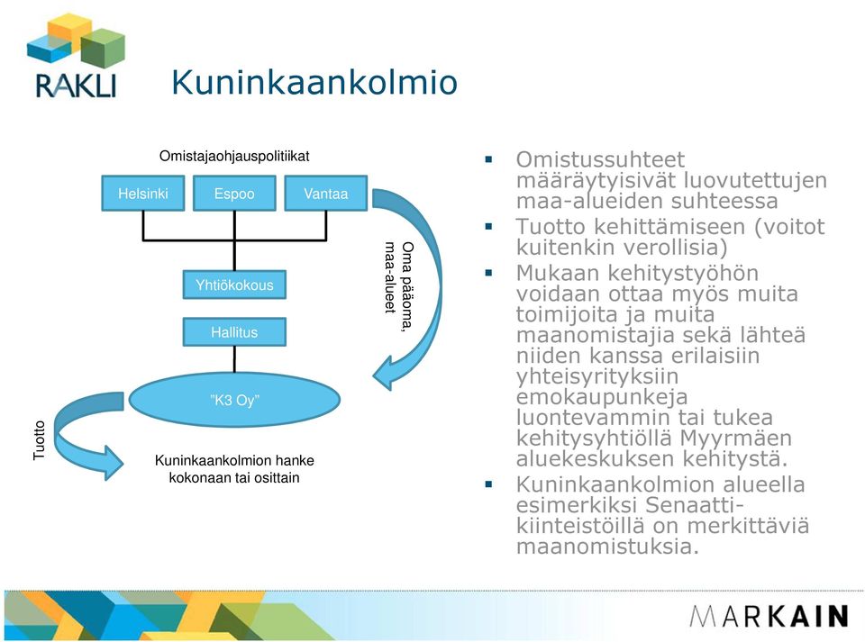 kehitystyöhön voidaan ottaa myös muita toimijoita ja muita maanomistajia sekä lähteä niiden kanssa erilaisiin yhteisyrityksiin emokaupunkeja