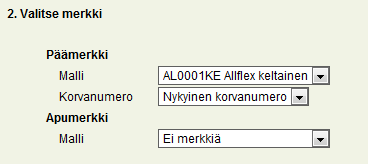 15 (16) Korvanumero on mahdollista antaa valitsemalla Nykyinen korvanumero jos eläimellä on korvanumero jo rekisterissä.