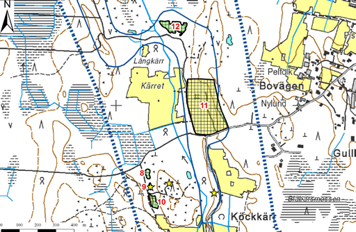 Boviksanden A:n ja Boviksanden B:n pohjavesialueilta (kuvat 219-22) kartoitettiin yhteensä 12 soranottoaluetta. Pohjavesialueille on muodostunut lampia soranoton seurauksena.