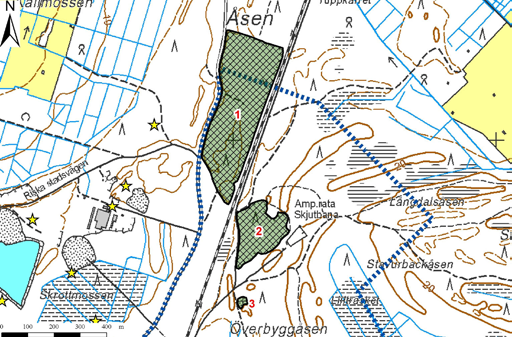 Överbyggåsenin pohjavesialueelta (kuva 238) kartoitettiin kolme soranottoaluetta.