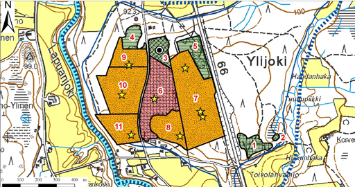 Hietalankankaan pohjavesialueelta (kuva 243) kartoitettiin kaksi soranottoaluetta. Alueen 1 kunnostustarve on kohtalainen, sillä alueelle on muodostunut lampi.