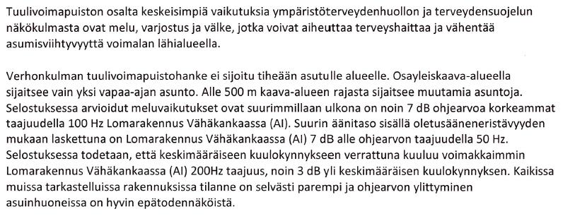 2015, Johanna Mäkinen Sosiaali- ja terveysministeriön (STM) antama lausunto koskee tuulivoimavaihemaakuntakaavaa, kuten ympäristöterveyspalvelujen lausunnossa todetaan.