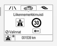 196 Ajaminen ja käyttö 7" Navi 950 Visuaaliset opastusviivat ja varoitussymbolit voidaan kytkeä päälle ja pois infonäytön asetusvalikossa. Valitse soveltuva asetus kohdassa Asetukset, I Ajoneuvo.