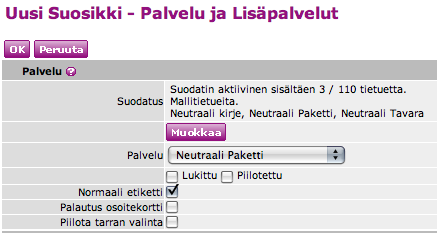 6 Mitä kuljetuspalveluita ja lisäpalveluita käytetään? Suodatusta voidaan käyttää rajatakseen kuljetuspalveluiden ja lisäpalveluiden valinnat.