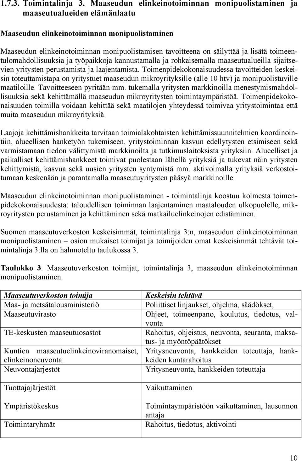 ja lisätä toimeentulomahdollisuuksia ja työpaikkoja kannustamalla ja rohkaisemalla maaseutualueilla sijaitsevien yritysten perustamista ja laajentamista.