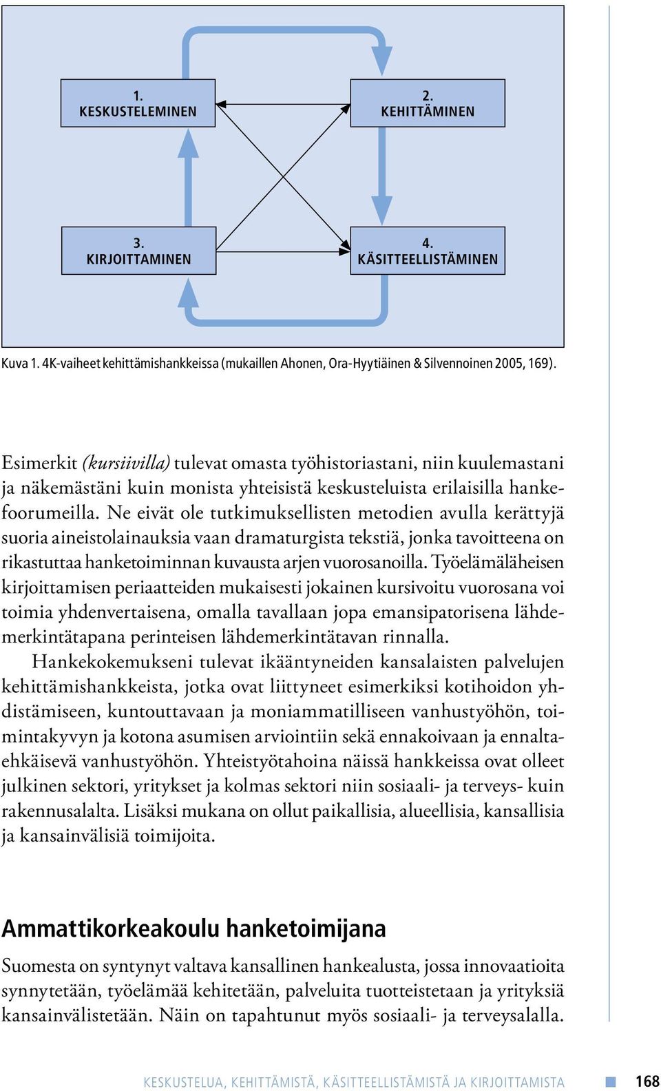 Ne eivät ole tutkimuksellisten metodien avulla kerättyjä suoria aineistolainauksia vaan dramaturgista tekstiä, jonka tavoitteena on rikastuttaa hanketoiminnan kuvausta arjen vuorosanoilla.