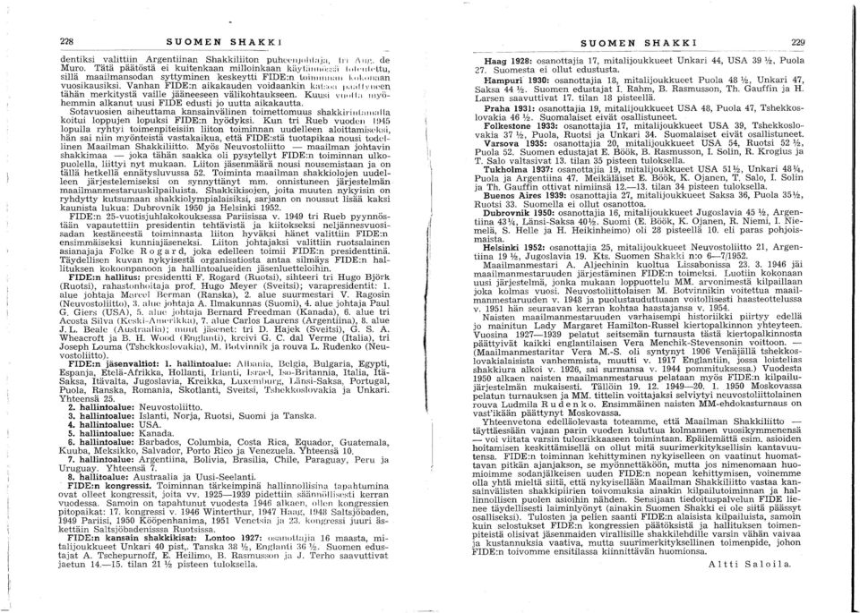 Kuusi VII"II:, ",yöhemmm alkanut UUSI FIDE edusti jo uutta aikakautta. ' ~ot~vuosie~ aiheuttama kansainvälinen toimettomuus shakkiri.: Iilla Ila koitm loppujen lopuksi. FIDE:n hyödyksi.