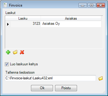 Lisää laskuja Määritä tiedoston nimi ja sijainti 6.9.6 Finvoice-verkkolaskujen käsittely ja palautteen tutkiminen Finanssialan Keskusliiton Internet-sivuilta, osoitteesta http://www.pankkiyhdistys.