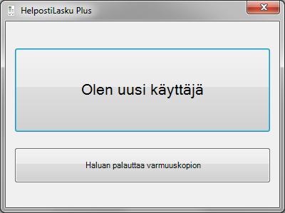 17.2. Varmuuskopion palauttaminen Asenna ensin uudelle tietokoneelle HelpostiLasku Plus ohjelman asennustiedostosta.