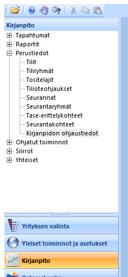 7 2.4 Tilikauden määrittäminen Yritykselle pitää vielä määrittää millä tilikaudella toimitaan. Mene: Kirjanpito -> Perustiedot -> Kirjanpidon ohjaustiedot.