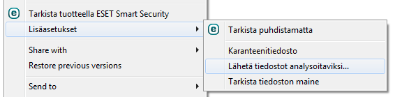 Tietoja - Tiedoissa on lueteltu tuotteen ESET Smart Security ja asennettujen ohjelmamoduulien versiotiedot.