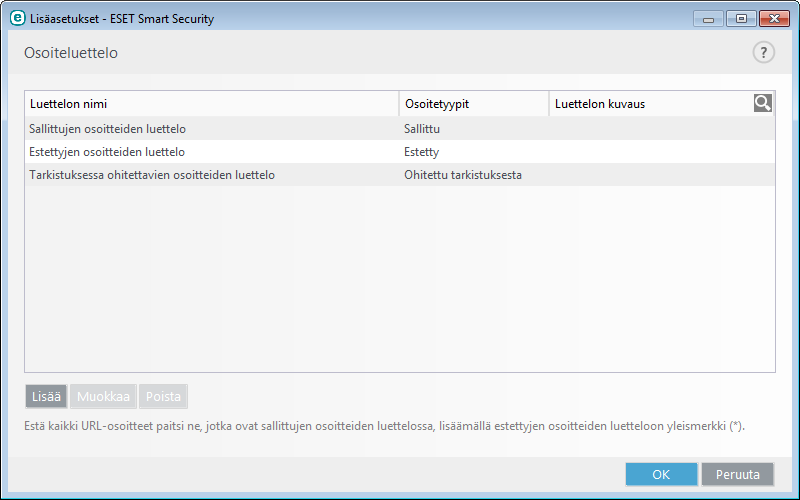 tietojen siirtämiseen palvelimen ja asiakkaan välillä. ESET Smart Security tarkistaa tietoliikenteen käyttämällä SSL (Secure Socket Layer)- ja TLS (Transport Layer Security) -protokollia.