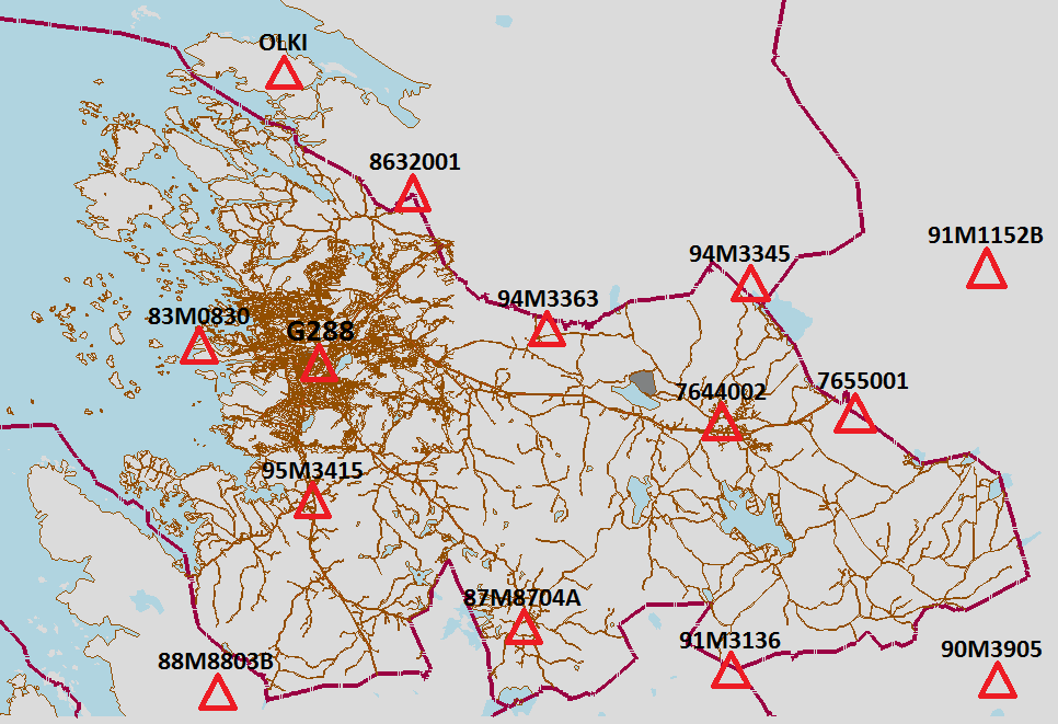 33 nössä pisteitä valittiin yhteensä 14 kappaletta. Muunnospisteiden sopivalla ylimäärityksellä lisätään laatua ja luetettavuutta. Kuva 15.