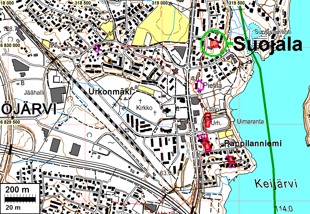 6 Sijainti: Huomiot: Paikka sijaitsee Ylöjärven kirkosta 0,52 km koilliseen. Suojanen mainitaan osana Ylöjärven kylää v. 1540 ja kylänä 1557.