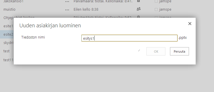 Powerpoint Web App - Aloitamme esityksen teon alla näkyvän