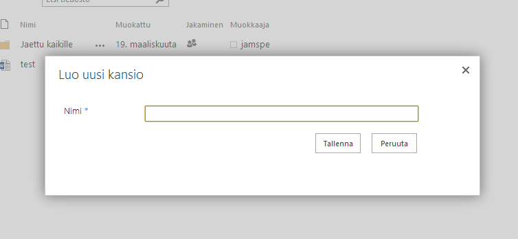 Kansiot - Kansioita saat helposti Skydrive Pro -ohjelmaan aloittamalla alla näkyvän kuvan