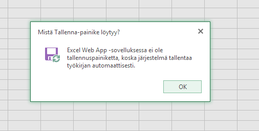 - Tallenna nimellä -osiossa voit tallentaa työkirjasta oman kopion halutessasi koneellesi.
