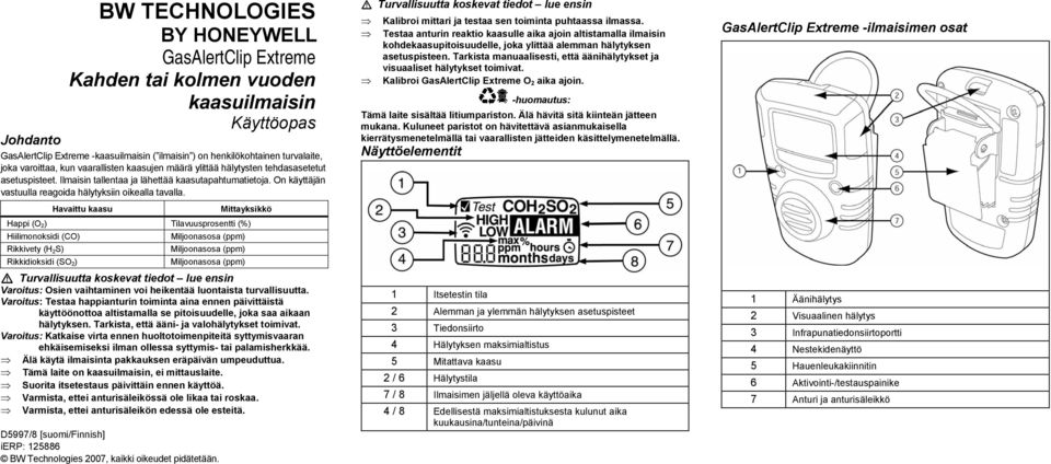 On käyttäjän vastuulla reagoida hälytyksiin oikealla tavalla.