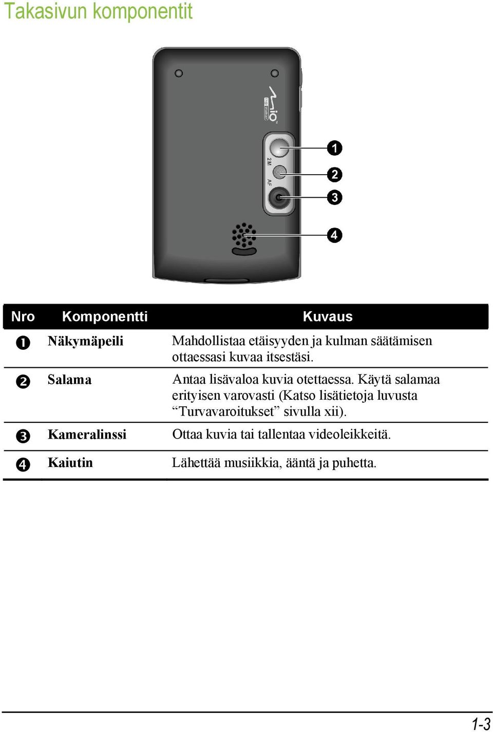 Käytä salamaa erityisen varovasti (Katso lisätietoja luvusta Turvavaroitukset sivulla xii).