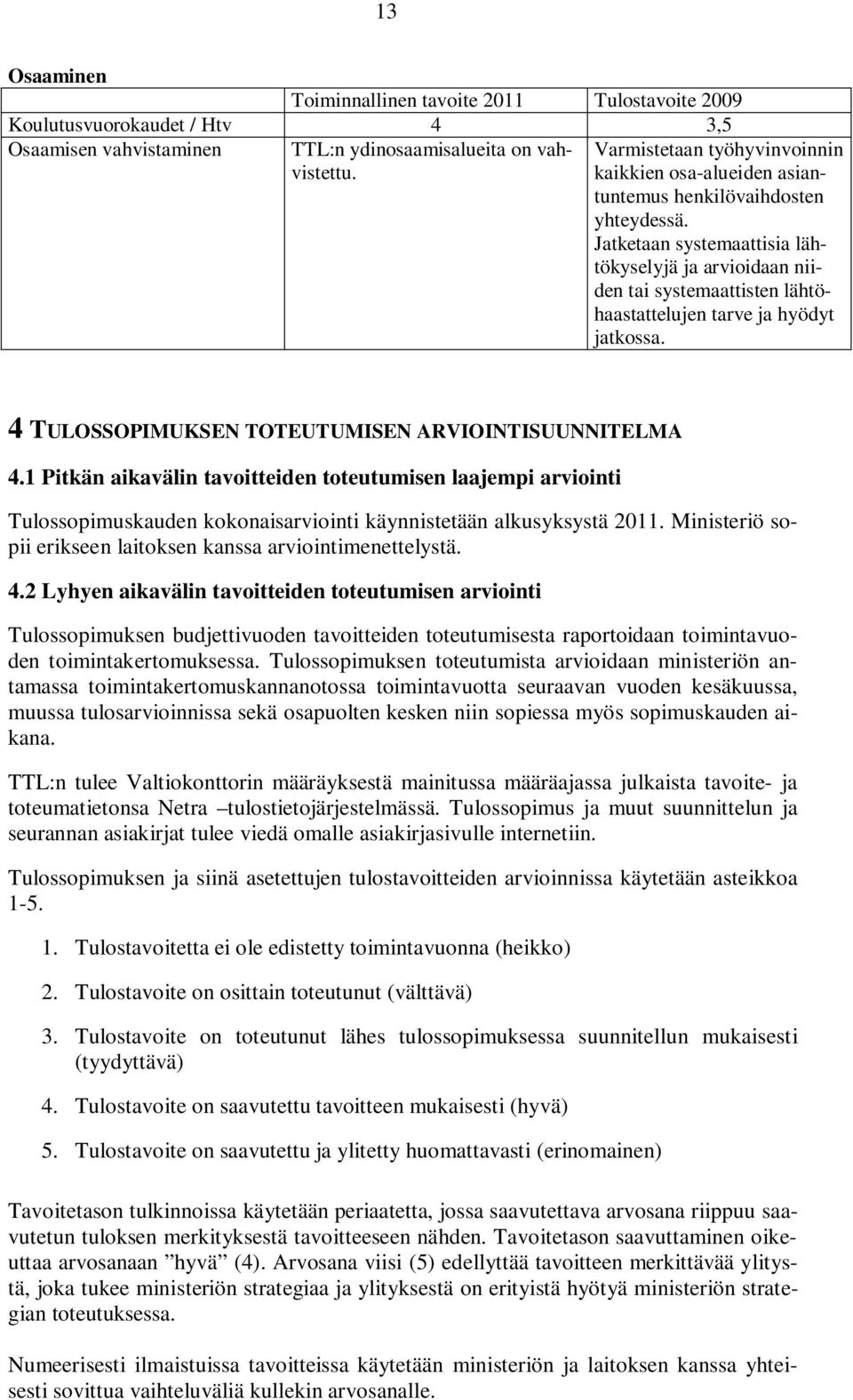 Jatketaan systemaattisia lähtökyselyjä ja arvioidaan niiden tai systemaattisten lähtöhaastattelujen tarve ja hyödyt jatkossa. 4 TULOSSOPIMUKSEN TOTEUTUMISEN ARVIOINTISUUNNITELMA 4.