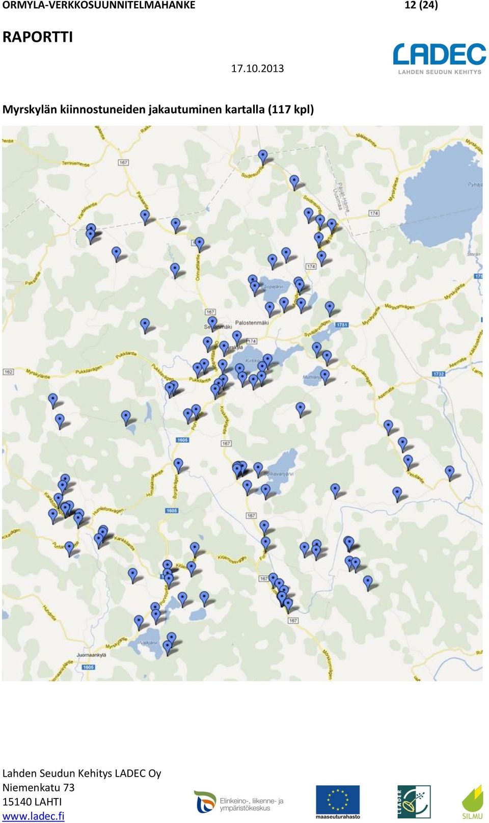 2013 Myrskylän kiinnostuneiden jakautuminen