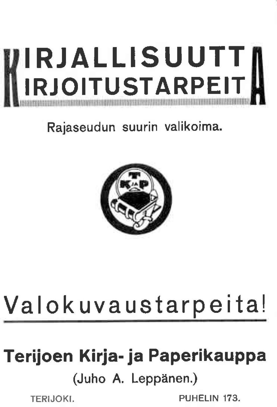 Valokuvaustarpeital Terijoen Kirja- ja