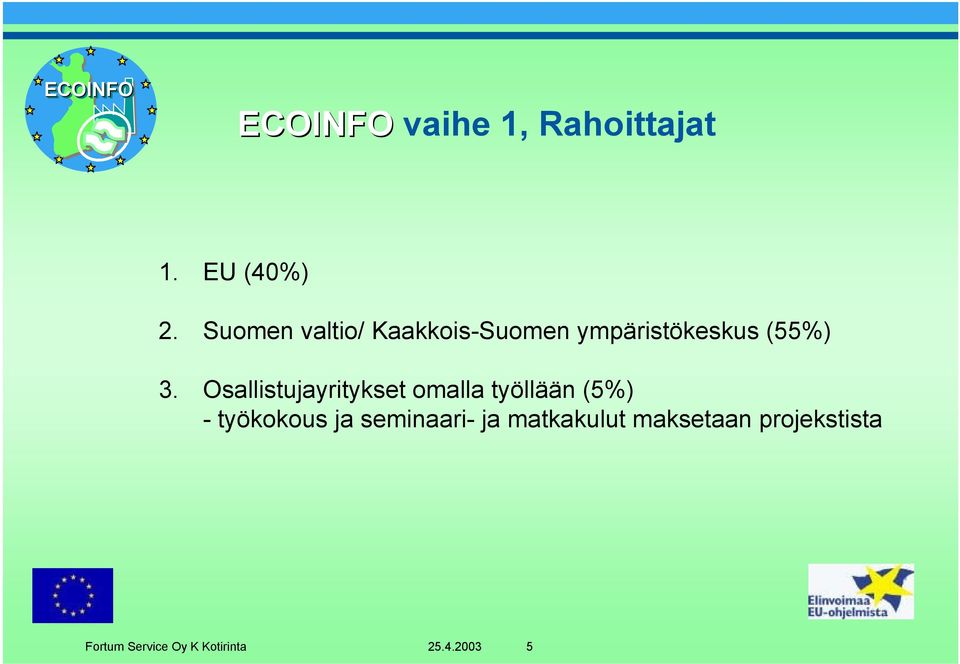 Osallistujayritykset omalla työllään (5%) - työkokous ja