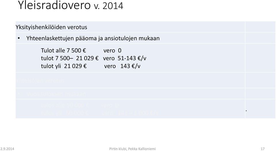 Tulot alle 7 500 vero 0 tulot 7 500 21 029 vero 51 143 /v tulot yli 21 029 vero